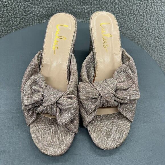 Lulus Dorothea Taro Shimmer Knotted High Heel Sandals Size 8.5 - Picture 7 of 15